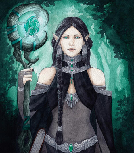 Aerenal elf - Eberron campaign - Watercolors